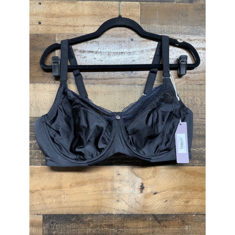 Birdsong Camilla Side Support‎ Bra Black Lace Trim Underwire A10015 42DD NEW